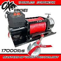 OX Military Style Winch 17,000lb  RED SYNTHETIC ROPE