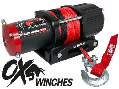Ox Winches 4500lb 2050 kg Red Synthetic Rope 12v - ATV / Boat / Trailer Winch