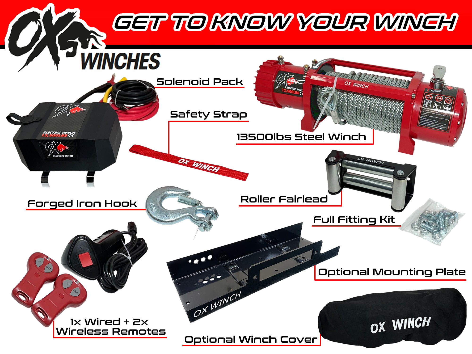 thumbnail image 2 of Ox Winch 13500lbs Synthetic Winch Rope, 10mm X 25m, Tow Recovery Cable With Sleeve 2 of 6