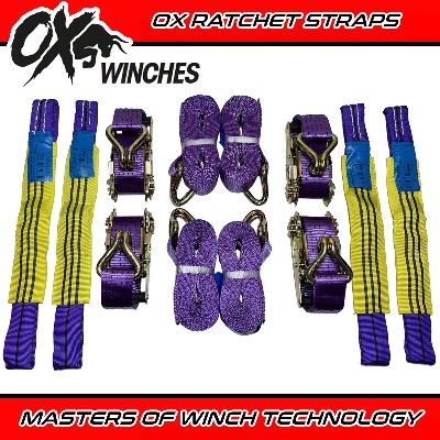 Recovery Ratchet Alloy Wheel Straps Trailer Purple x 4