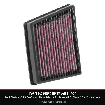 K&N Replacement Air Filter - Ford Fiesta Mk8 1.0 EcoBoost / Fiesta Mk8 1.0 EcoBoost OPF / Fiesta ST Mk8 and others