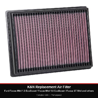 K&N Replacement Air Filter - Ford Focus Mk4 1.5 EcoBoost / Focus Mk4 1.0 EcoBoost / Focus ST Mk4 and others