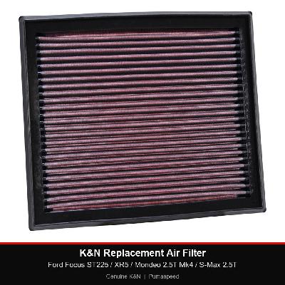 K&N Replacement Air Filter - Ford Focus ST225 / XR5 / Mondeo 2.5T Mk4 / S-Max 2.5T