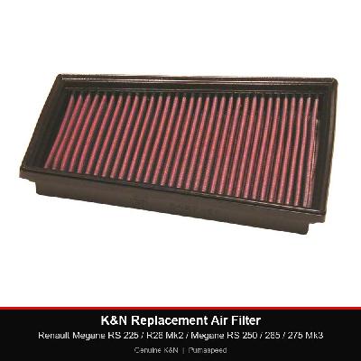 K&N Replacement Air Filter - Renault Megane RS 225 / R26 Mk2 / Megane RS 250 / 265 / 275 Mk3