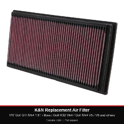 K&N Replacement Air Filter - VW Golf GTI Mk4 1.8T / Bora / Golf R32 Mk4 / Golf Mk4 V5 / V6 and others