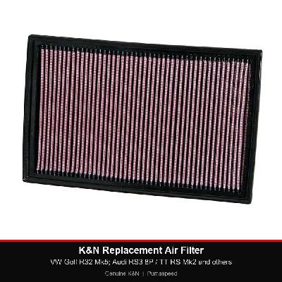 K&N Replacement Air Filter - VW Golf R32 Mk5; Audi RS3 8P / TT RS Mk2 and others