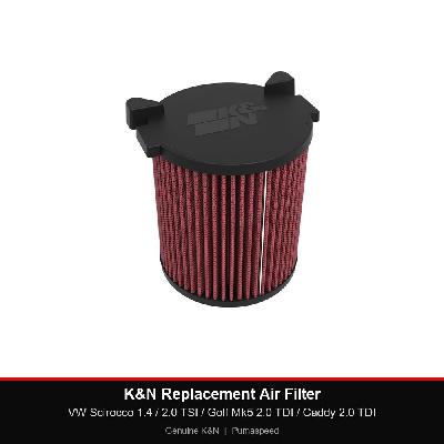 K&N Replacement Air Filter - VW Scirocco 1.4 / 2.0 TSI / Golf Mk5 2.0 TDI / Caddy 2.0 TDI