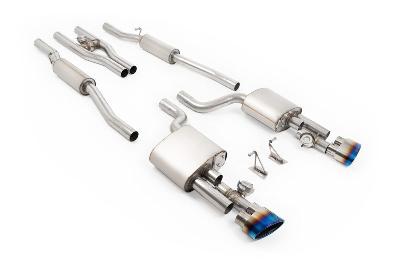 Milltek Sport Audi RS4 B7 - V2 Valved Cat-Back with Active H Pipe and Burnt/Blue Titanium Ovals