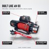 OX 13500 lb Military Edition Winch, Black Body, Red Synthetic Rope - features