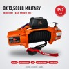 OX 13500 lb Military Edition Winch, Orange Body, Black Synthetic Rope - front view