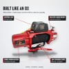 OX 13500 lb Military Edition Winch, Red Body, Black Synthetic Rope - features