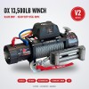 OX 13500 lb 12V Electric Winch V2, Black Body, Steel Cable - black body with heavy duty steel cable, front view