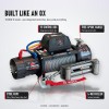 OX 13500 lb 12V Electric Winch V2, Black Body, Steel Cable - features: V2 control box, free-spool handle, steel rope, 4-way roller fairlead