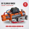OX 13500 lb 12V Electric Winch V2, Orange Body, Steel Cable - orange body with heavy duty steel cable, front view