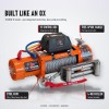 OX 13500 lb 12V Electric Winch V2, Orange Body, Steel Cable - features: V2 control box, free-spool handle, steel rope, 4-way roller fairlead