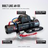OX 13500 lb 12V Electric Winch V2, Satin Black Body, Black Synthetic Rope - features: V2 control box, free-spool handle, synthetic rope, CNC alloy hawse