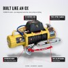 OX 13500 lb 12V Electric Winch V2, Yellow Body, Black Synthetic Rope - features: V2 control box, free-spool handle, synthetic rope, CNC alloy hawse