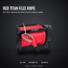 OX 17,000 lb 12V Heavy-Duty Electric Winch, Black Body, Red Synthetic Rope - red Titan Flex rope