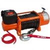 OX 17,000 lb 12V Heavy-Duty Electric Winch, Orange Body, Black Synthetic Rope - front view
