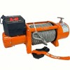 OX 17,000 lb 12V Heavy-Duty Electric Winch, Orange Body, Steel Cable - front view