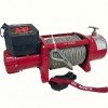 OX 17,000 lb 12V Heavy-Duty Electric Winch, Red Body, Steel Cable - front view