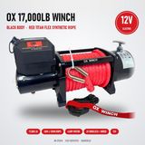 Black body, red synthetic rope