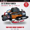 OX Winches 13500lb V2 12v Recovery Winch - Carbon Black Body, Orange Titan Flex Synthetic Rope - main photo