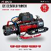 OX 13500lb V2 12V electric winch, black body, red synthetic rope - main photo