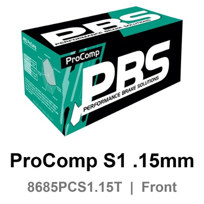 PBS ProComp S1 .15mm Front Brake Pads (8685PCS1.15T) - MINI (F56) (F55)John Cooper Works CC 1998 KW 170 Pads and more