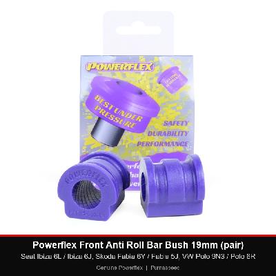Powerflex Front Anti Roll Bar Bush 19mm (pair) - Seat Ibiza 6L / Ibiza 6J, Skoda Fabia 6Y / Fabia 5J, VW Polo 9N3 / Polo 6R