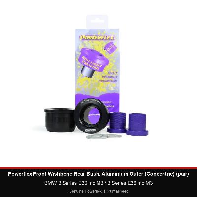 Powerflex Front Wishbone Rear Bush, Aluminium Outer (Concentric) (pair) - BMW 3 Series E30 inc M3 / 3 Series E36 inc M3