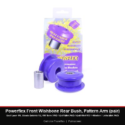 Powerflex Front Wishbone Rear Bush, Pattern Arm (pair) - Seat Leon 1M, Skoda Octavia 1U, VW Bora 2WD / Golf Mk4 2WD / Golf Mk4 R32 / 4Motion / Jetta Mk4 2WD