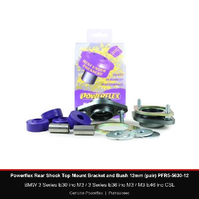 Powerflex Rear Shock Top Mount Bracket and Bush 12mm (pair) PFR5-5630-12 - BMW 3 Series E30 inc M3 / 3 Series E36 inc M3 / M3 E46 inc CSL