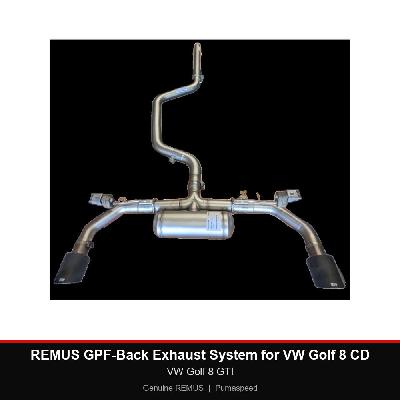 REMUS GPF-Back Exhaust System - VW Golf 8 GTI - Racing non-resonated GPF-back + Sport silencer