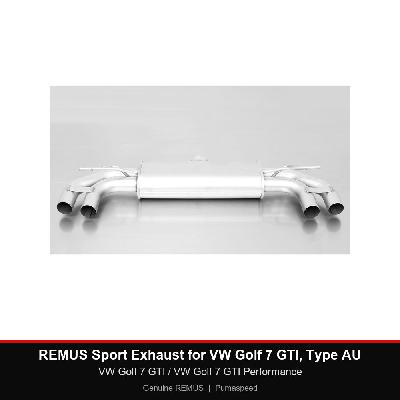 REMUS Sport Exhaust - VW Golf 7 GTI / VW Golf 7 GTI Performance - Resonated cat-back (EC) + Sport silencer (2 tail pipes)