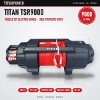 Titan Power TSR 9000 Electric Winch, Red Synthetic Rope, Black Body - front view