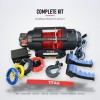 Titan Power TSR 9000 Electric Winch, Red Synthetic Rope, Black Body - complete kit
